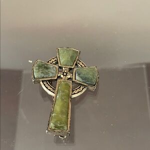 Green Stone Cross Pendant